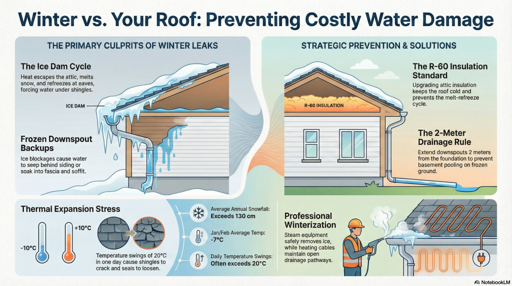 ice dam and water leaks infograghic